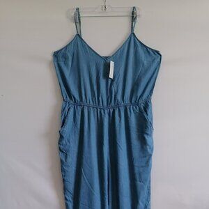 NWT Soho NYC Jeans Womens Blue Sweetheart Neck Jumpsuit Romper Size XL